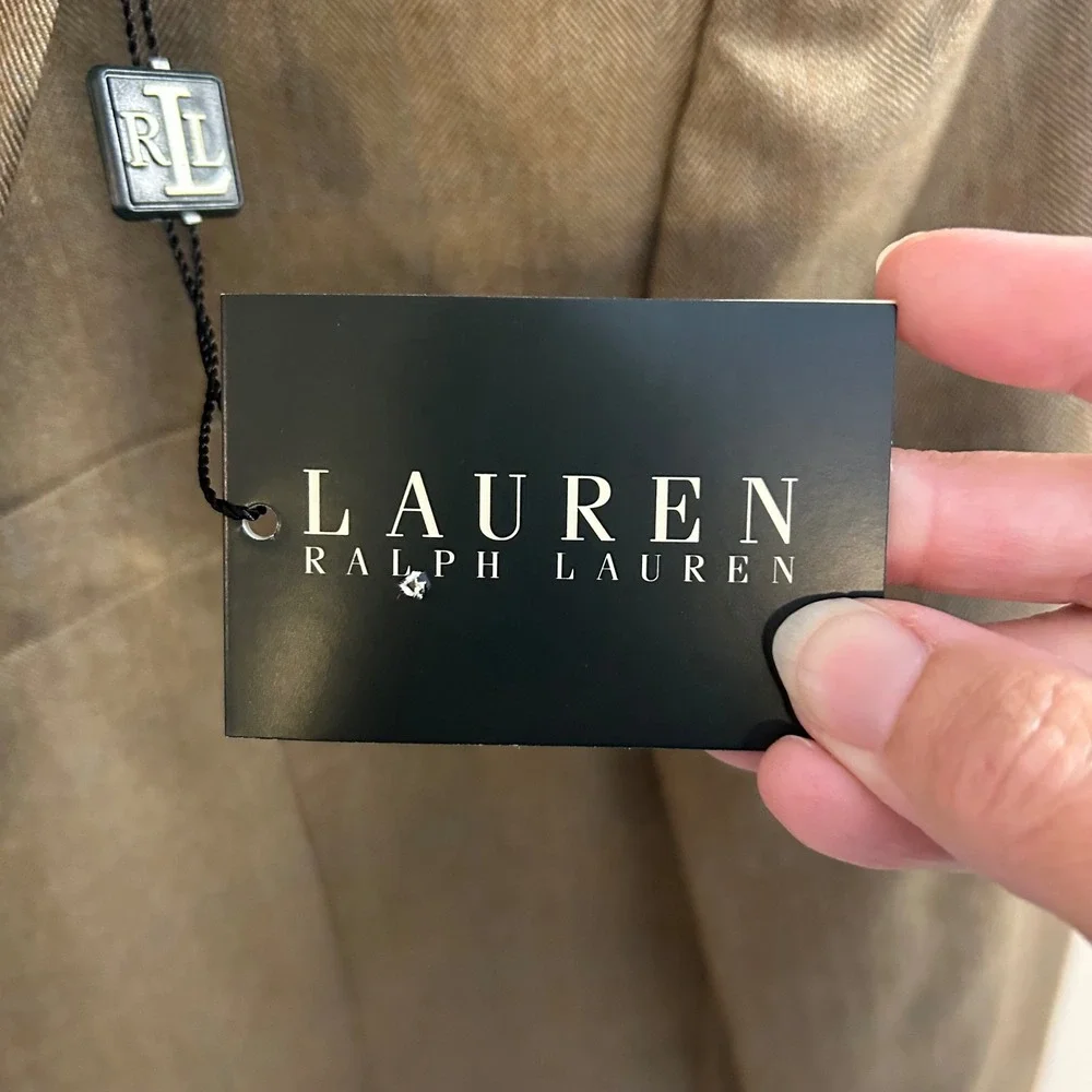 Lauren Ralph Lauren Mens‎ Blazer Career Office 42R Tan Herringbone Quiet Luxury